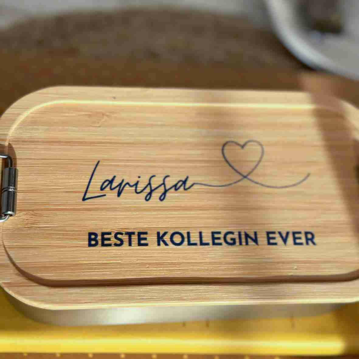 Personalisierte Brotdose - Name, Herz, Spruch BLAU.