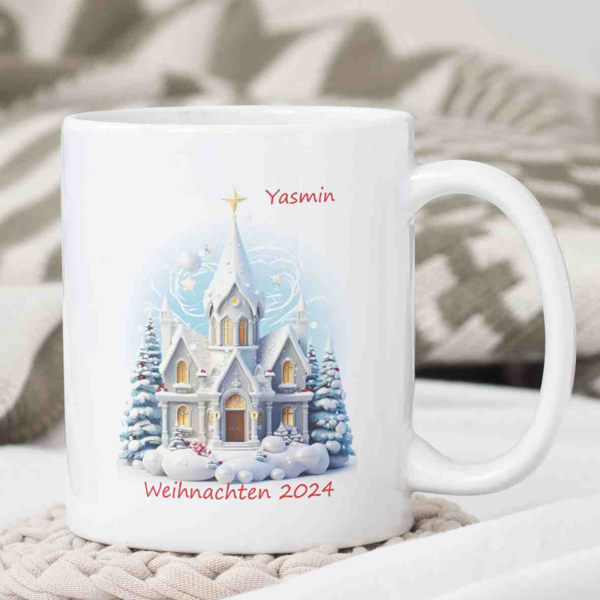 Personalisierte Tasse Christmas Chruch Villa-Schwein