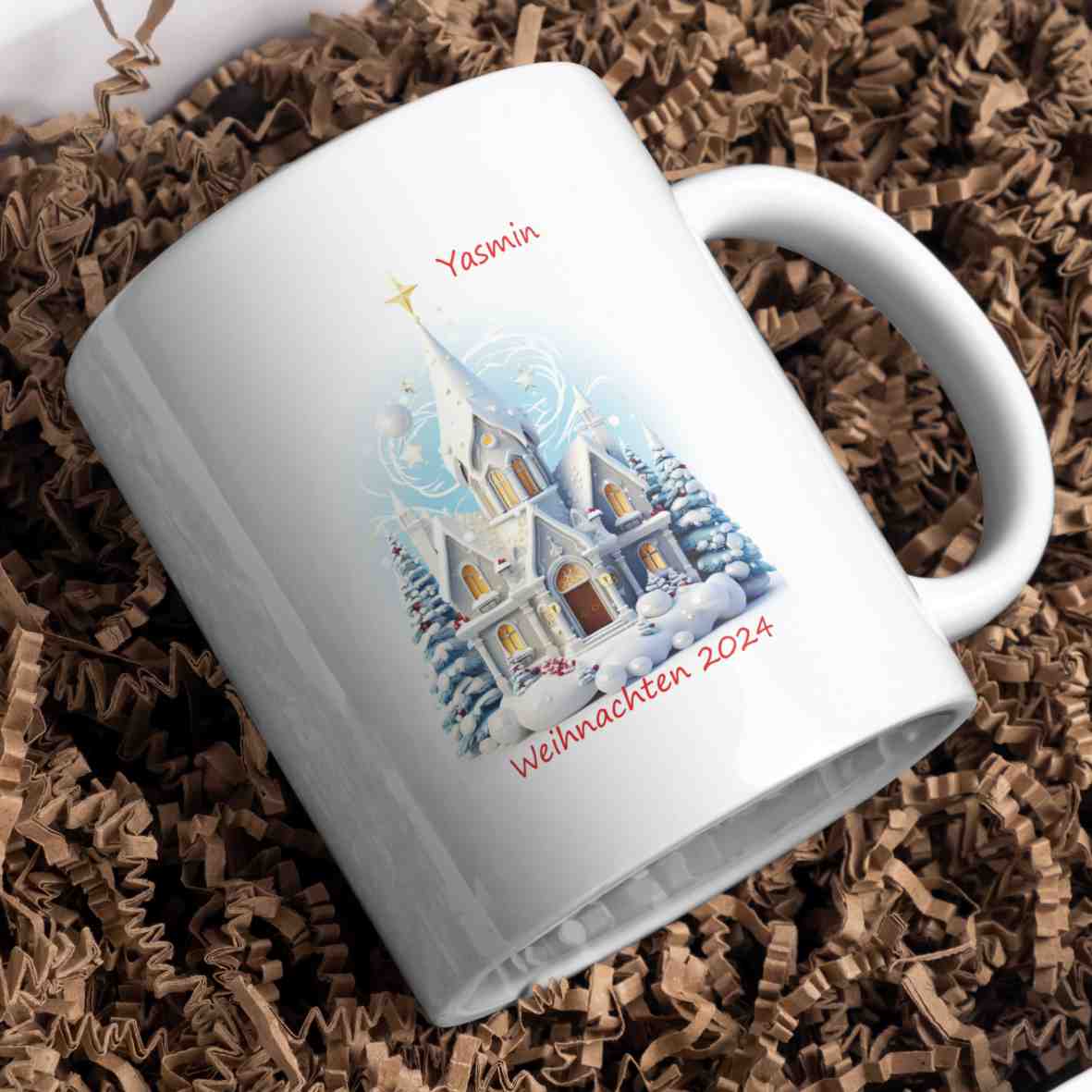 Personalisierte Tasse Christmas Chruch Villa-Schwein