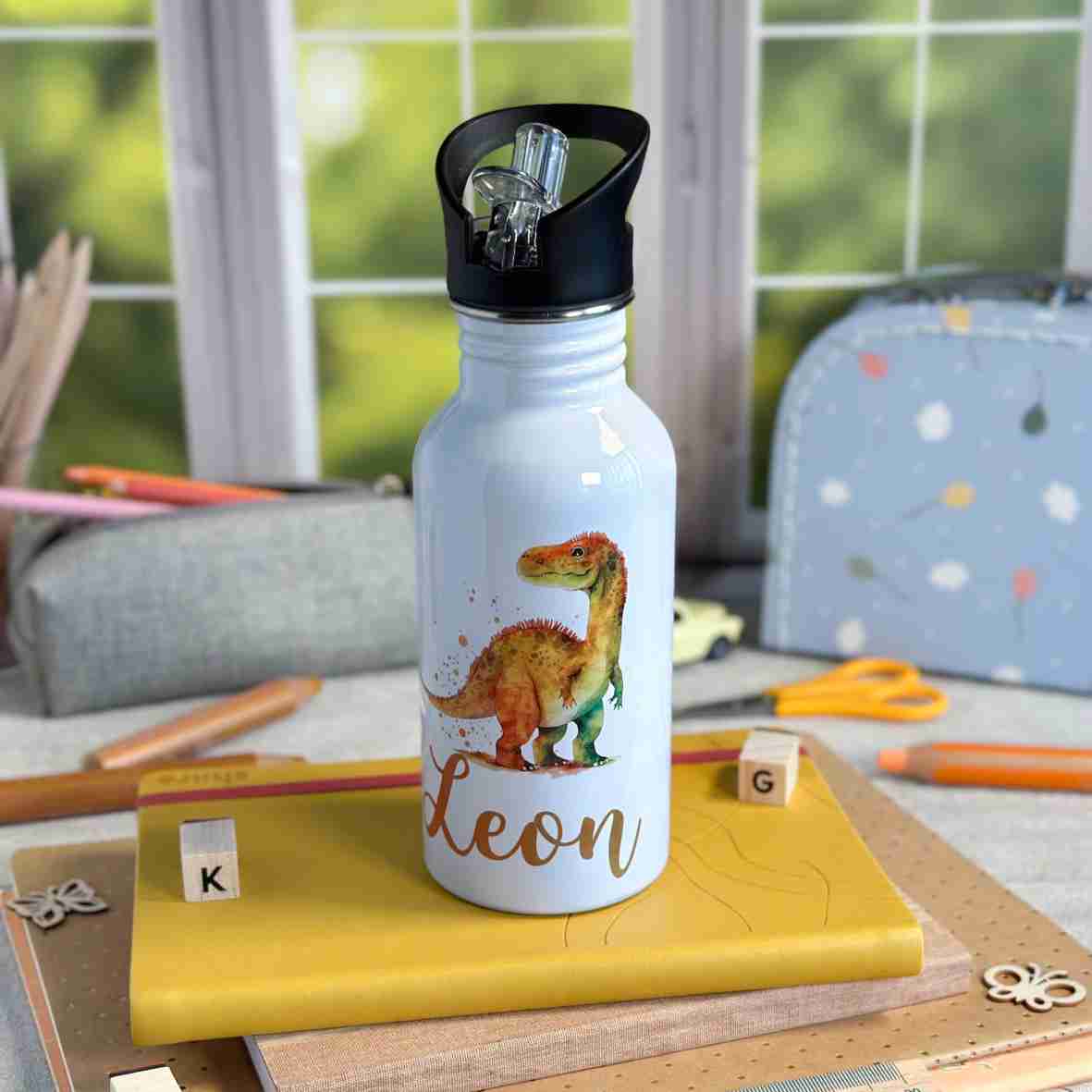 Trinkflasche Edelstahl Dinosaurier – Leon