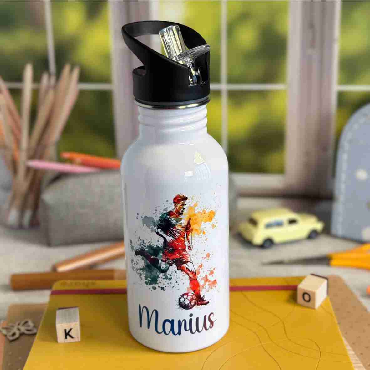 Trinkflasche Edelstahl Fußball – Marius