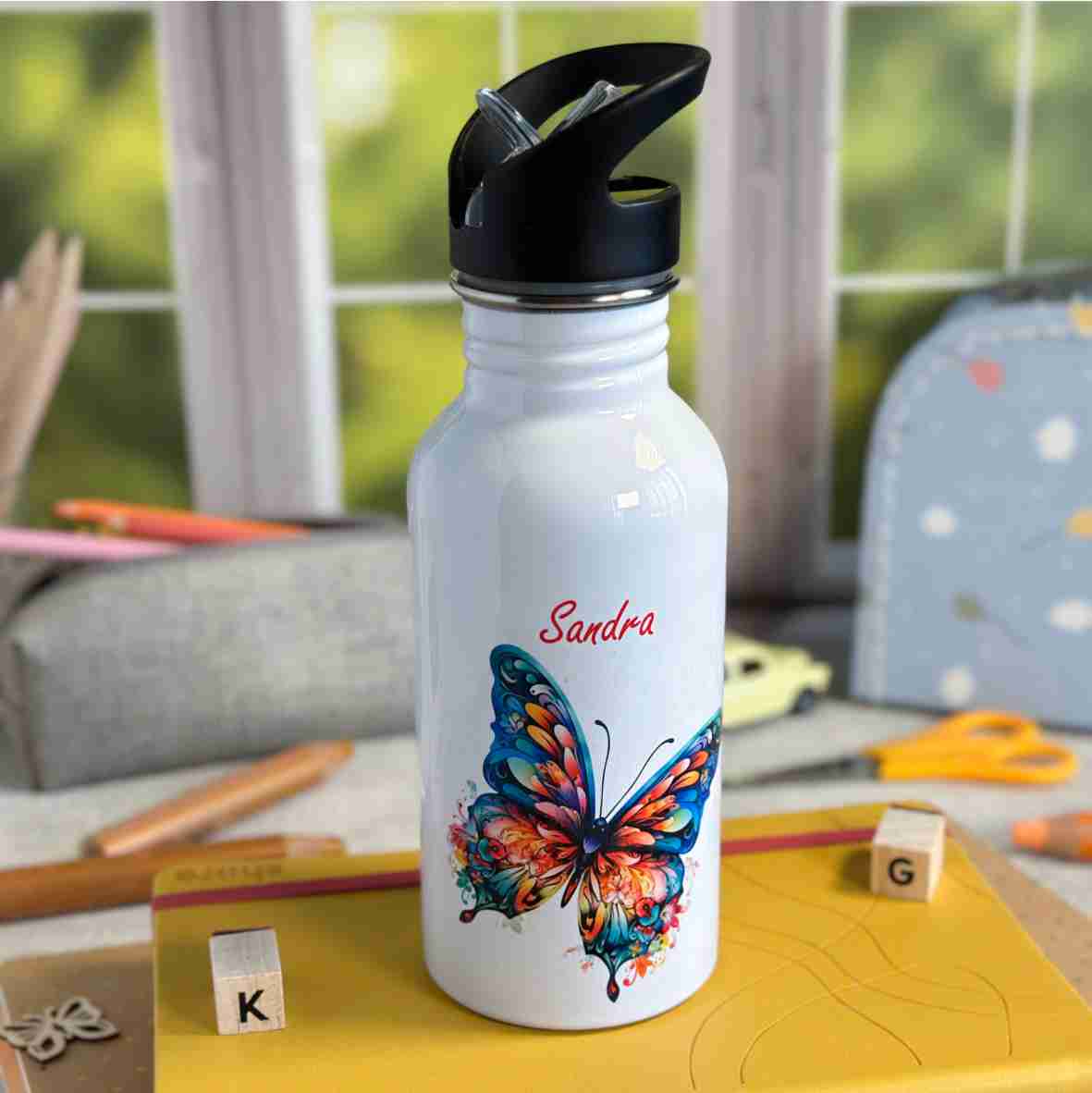 Trinkflasche Edelstahl Schmetterling – Sandra