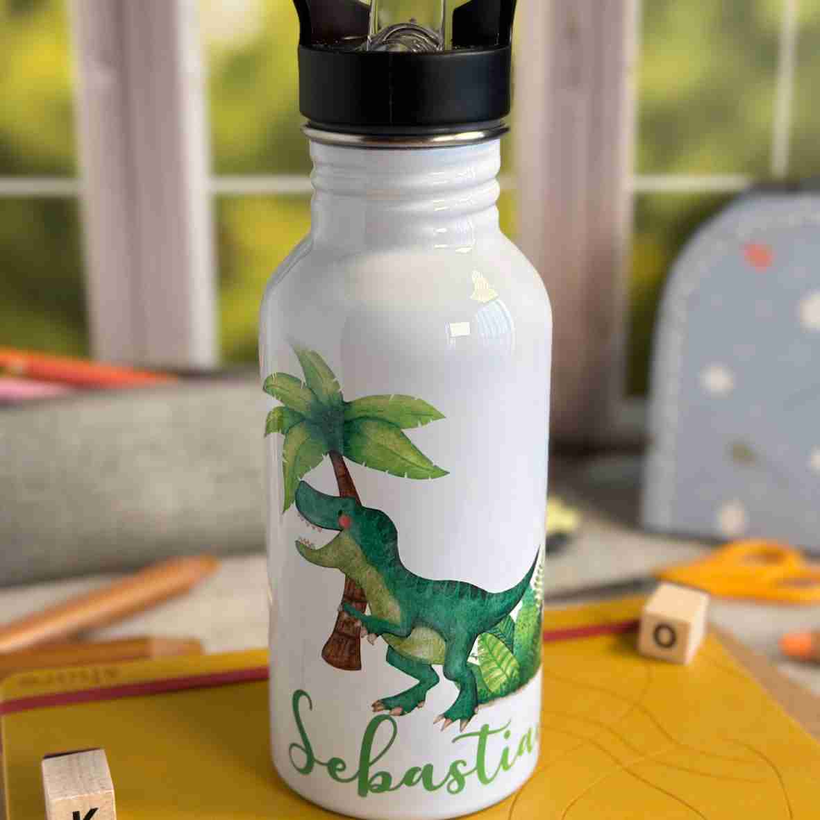 Trinkflasche Edelstahl Dinosaurier – Sebastian