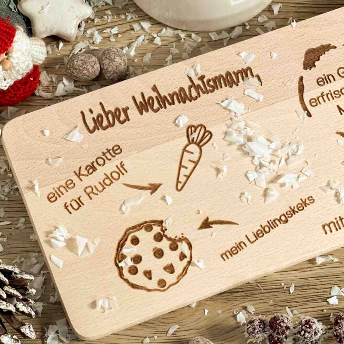 personalisiertes Frühstücksbrettchen Lieber Weihnachtsmann Villa-Schwein 