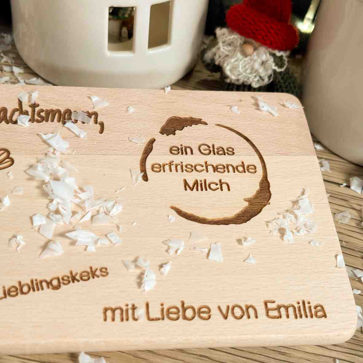 personalisiertes Frühstücksbrettchen Lieber Weihnachtsmann Villa-Schwein 