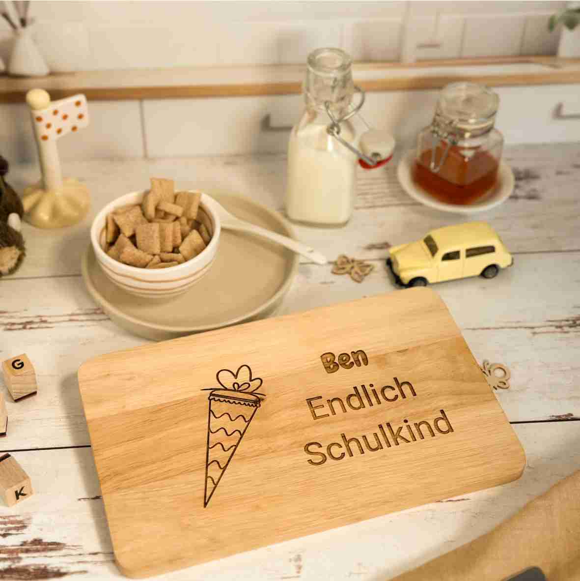 Frühstücksbrett Holz Schultüte – Ben