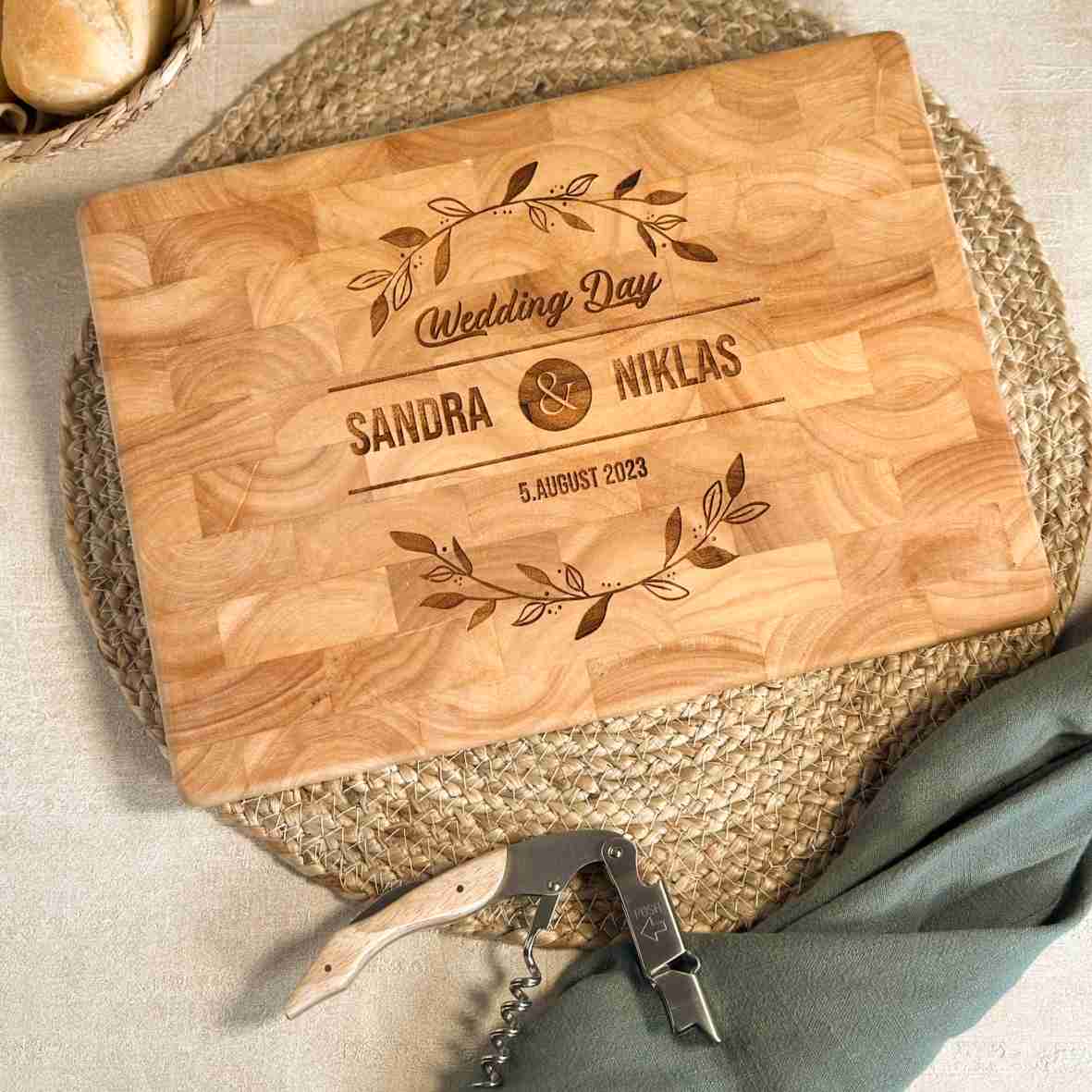 Graviertes Schneidebrett Hochzeit Geschenk