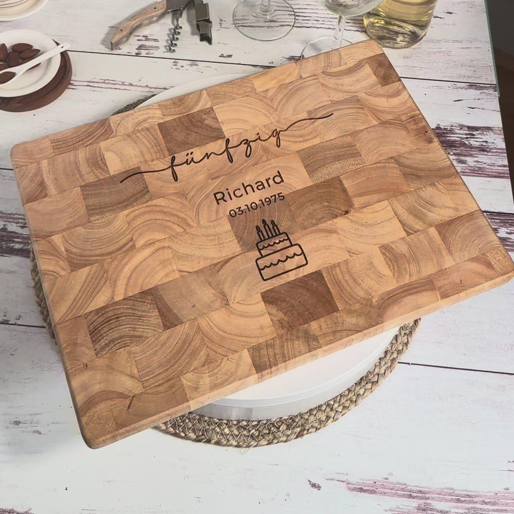 Stirnholzbrett 50. Geburtstag graviert