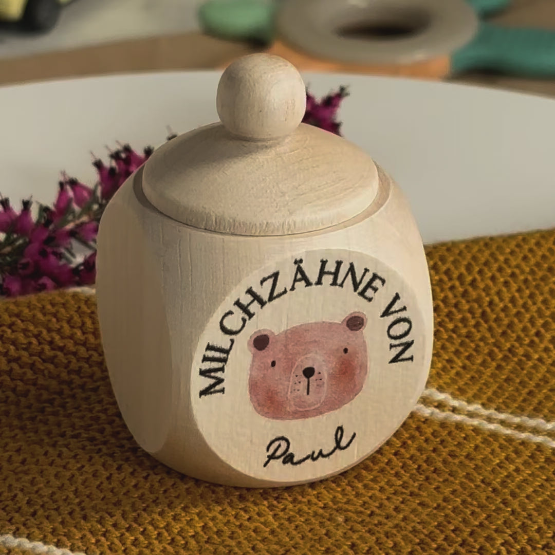 Milchzahndose Ahorn Bär – personalisiert
