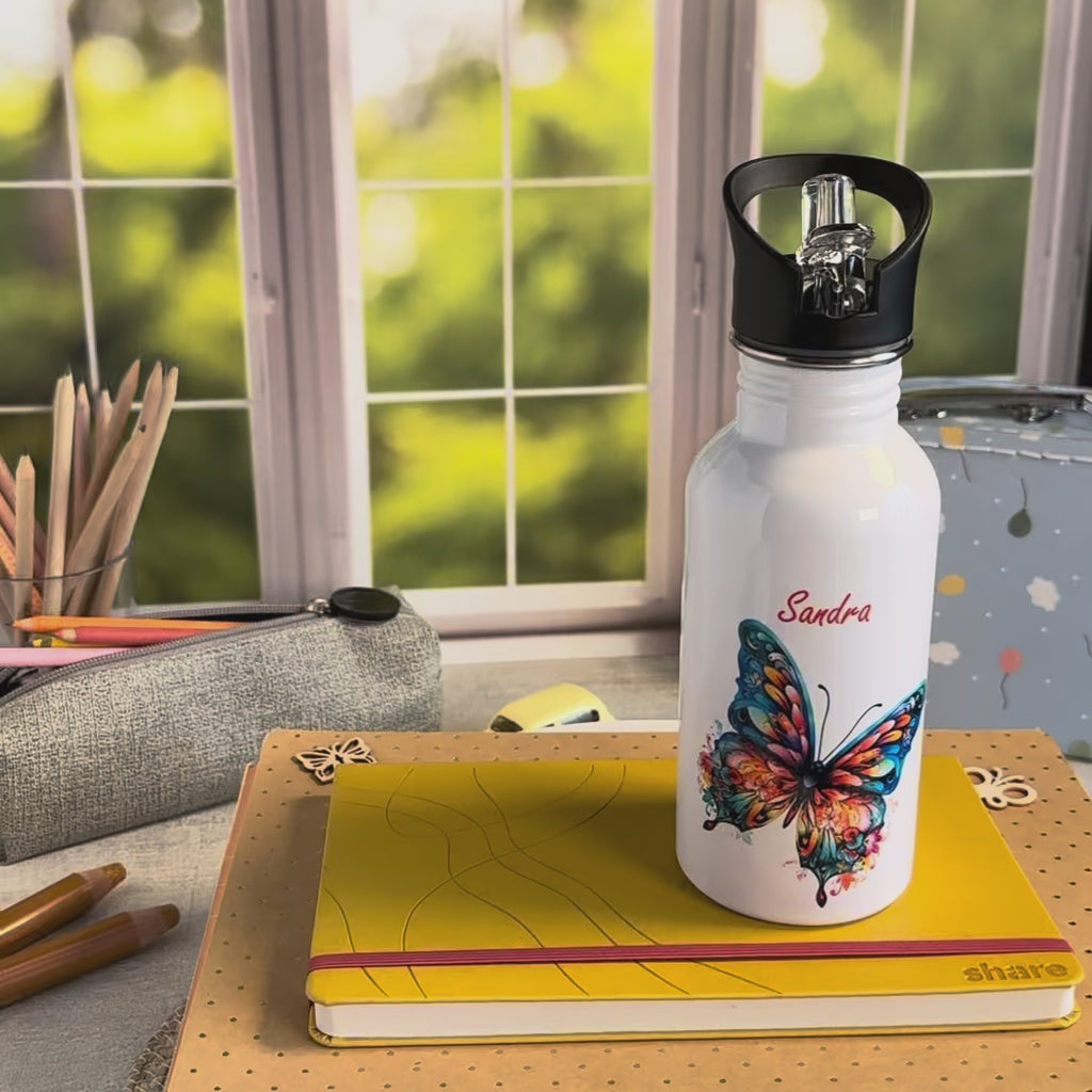 Trinkflasche Edelstahl Schmetterling – Sandra
