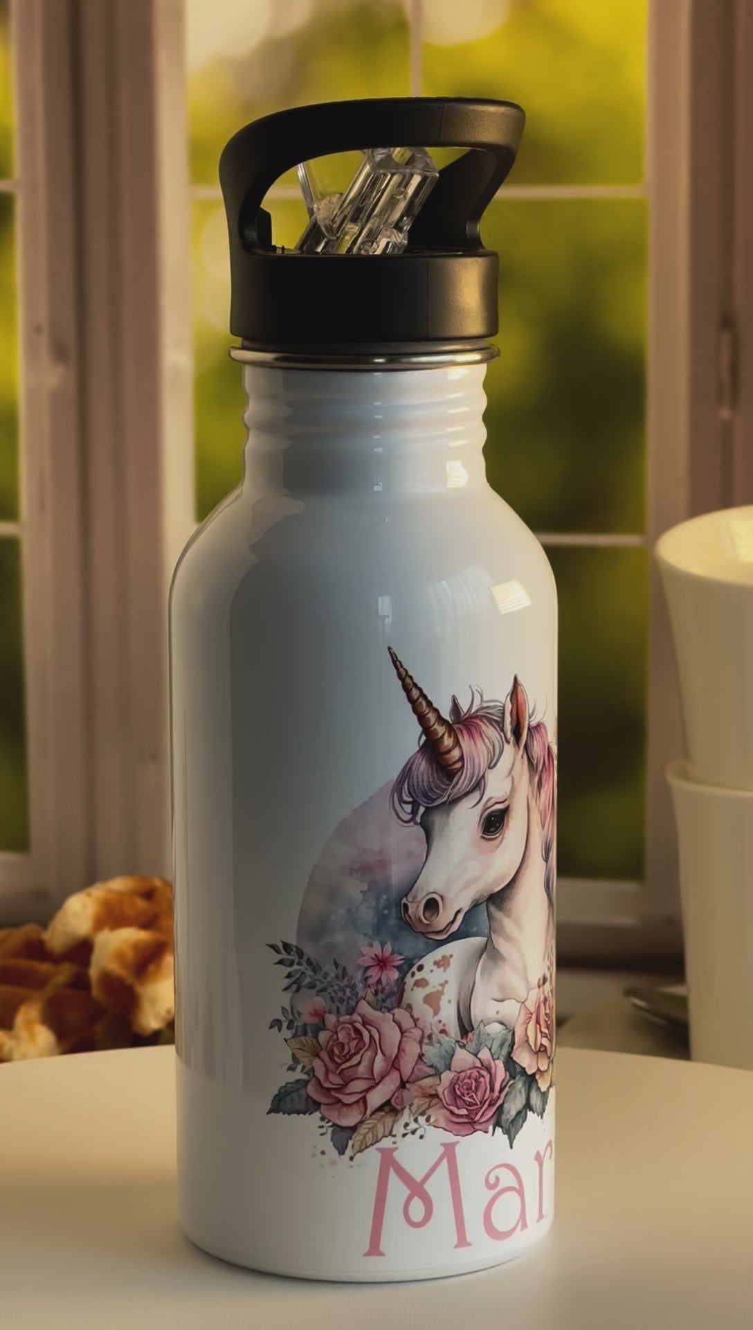 Edelstahl-Trinkflasche Einhorn