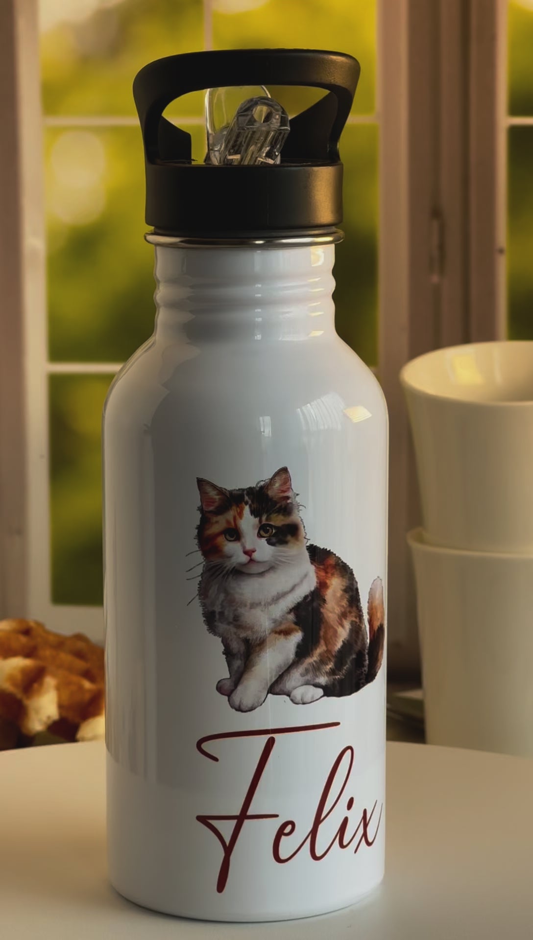 Edelstahl-Trinkflasche Katze