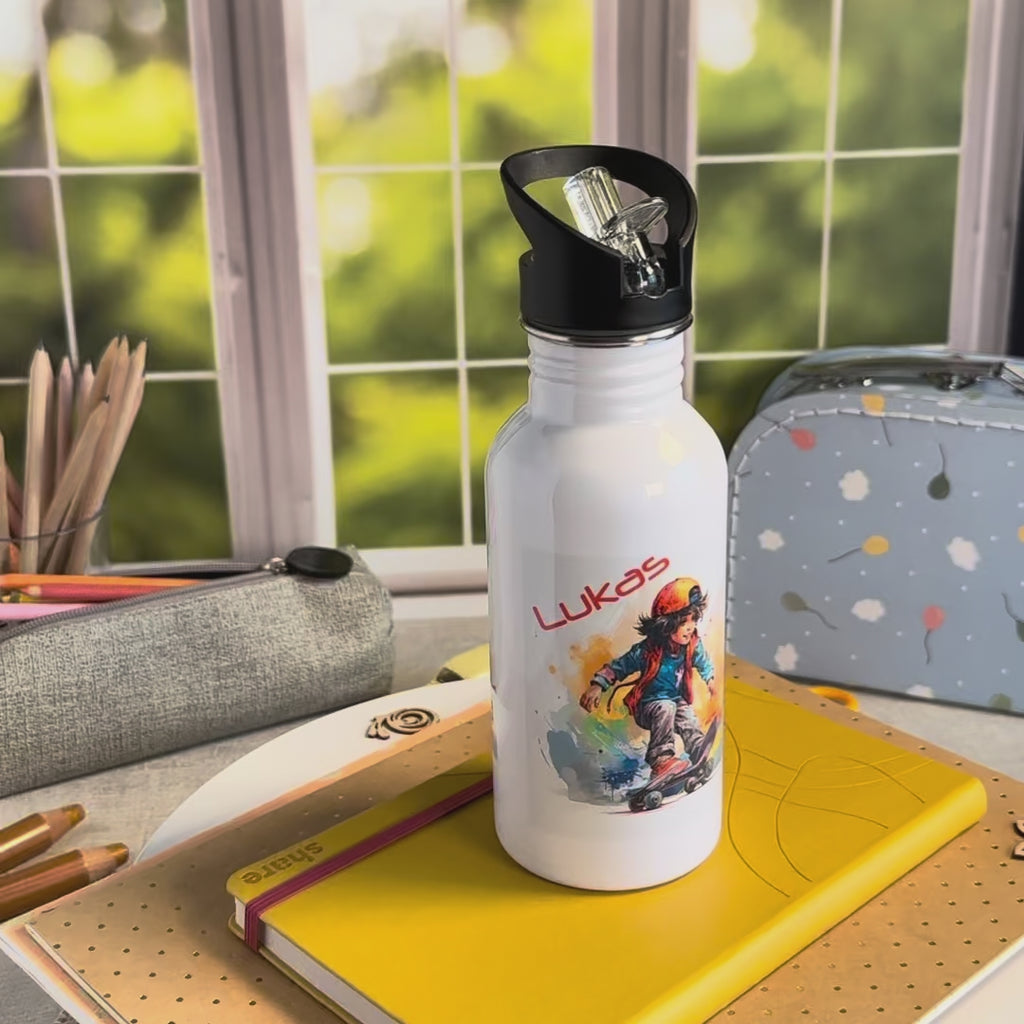 Trinkflasche Edelstahl Skateboard – Lukas