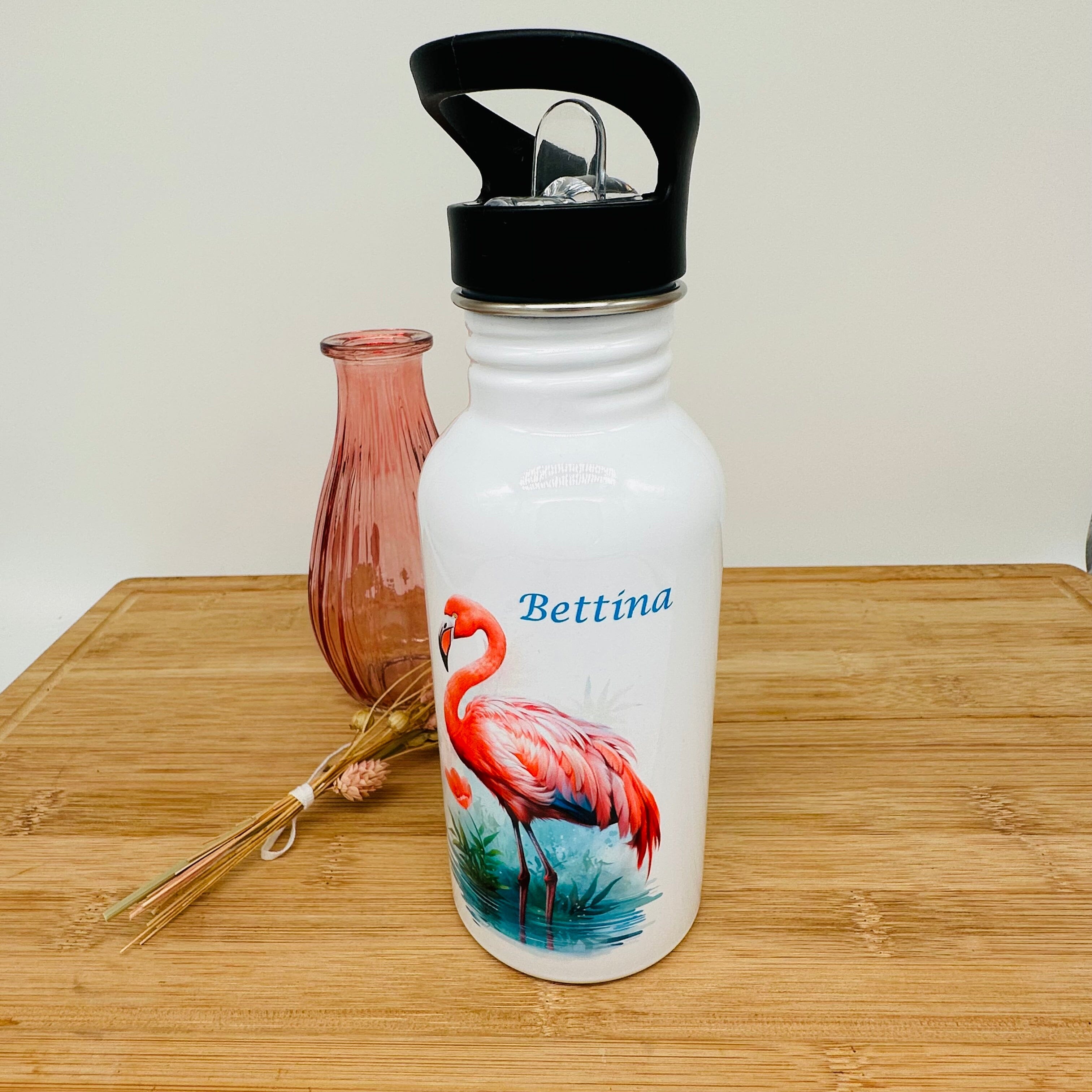Edelstahl-Trinkflasche Flamingo, 500ml - Mit Wunschnamen Rhein-Druck 